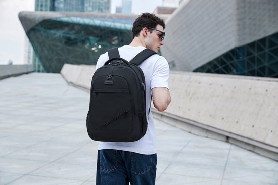 Sac à dos étanche antivol avec station de charge USB - Sac pour ordinateur portable jusqu'à 17 pouces - pour femme et homme - Zwart de Zedar