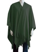 Boris Luxe omslagdoek/poncho - donker groen - 180 x 140 cm - fleece - Dameskleding accessoires