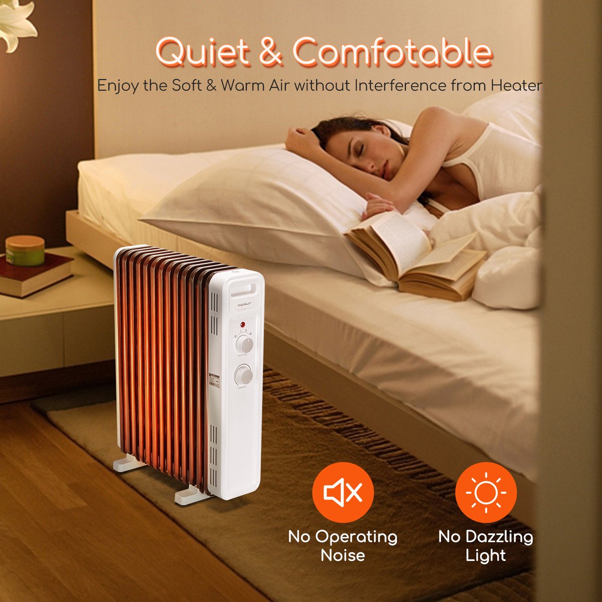 Aigostar Hubery 33ZDK - Oliegevulde radiator - Kachel - 3 Standen - Elektrische verwarming - 2500W - Wit – foto 4