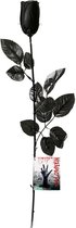 Halloween accessoires bloemen - zwarte rozen met blaadjes - 53 cm