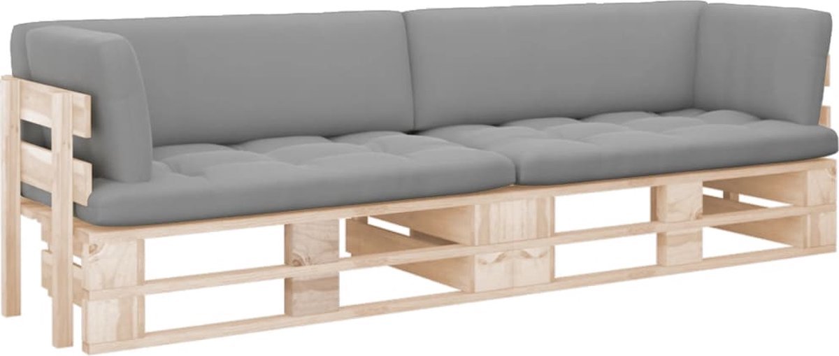 The Living Store Tweezitsbank pallet met kussens geïmpregneerd grenenhout - Tuinbank - Pallets - Tuinset - Buitendecoratie - Lounge Set