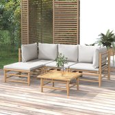 The Living Store Salon de jardin Bamboe - Lounge - 4 personnes - Gris clair