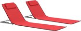The Living Store Strandstoelenset - Opvouwbare strandmatten - Rood - 160 x 53 x 47 cm - Hoofdsteun en opbergvak