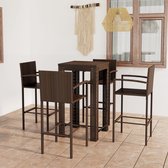 The Living Store Barset - Bruin - PE-rattan en gepoedercoat staal - 60.5 x 60.5 x 110.5 cm (tafel) - 52 x 56 x 118 cm (stoel)