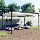The Living Store Gazebo de jardin avec toit rétractable 4x3 m crème - Gazebo de jardin