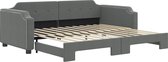 vidaXL - Slaapbank - met - onderschuifbed - 90x190 - cm - stof - donkergrijs