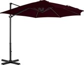 The Living Store Gliding Parasol Rouge - Toile de parasol en polyester anti-UV - 300 x 238 cm - Avec base en croix - Mât en aluminium et 8 baleines