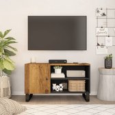 The Living Store Meuble TV en bois de manguier - Massief - 80 x 33 x 46 cm - Marron miel
