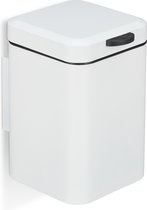 Poubelle suspendue salle de bain Relaxdays - poubelle à fermeture amortie - 6 l - poubelle de toilette blanche