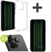 iMoshion Shockproof Case & Screenprotector Gehard Glas & 2 Pack Camera Lens Protector Geschikt iPhone 15 Pro Max hoesje - Transparant