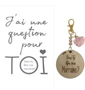 Porte-clés Veux-tu être ma marraine? | beige | pour la vie | bol