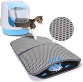 Nobleza LY2 - Kattenbakmat - Kattenmat Met Filter - Kattenbak Accessoires - Grit Opvanger - 3 lagen - 60x45 cm - Opvouwbaar - Grijs