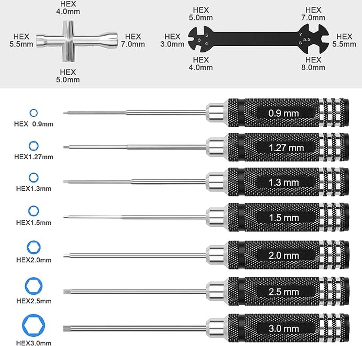 Hex driver 2.0mm inbus schroevendraaier schaft 9cm