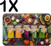 BWK Luxe Placemat - Kleurrijke Potten met Groente en Fruit - Set van 1 Placemats - 45x30 cm - 2 mm dik Vinyl - Anti Slip - Afneembaar