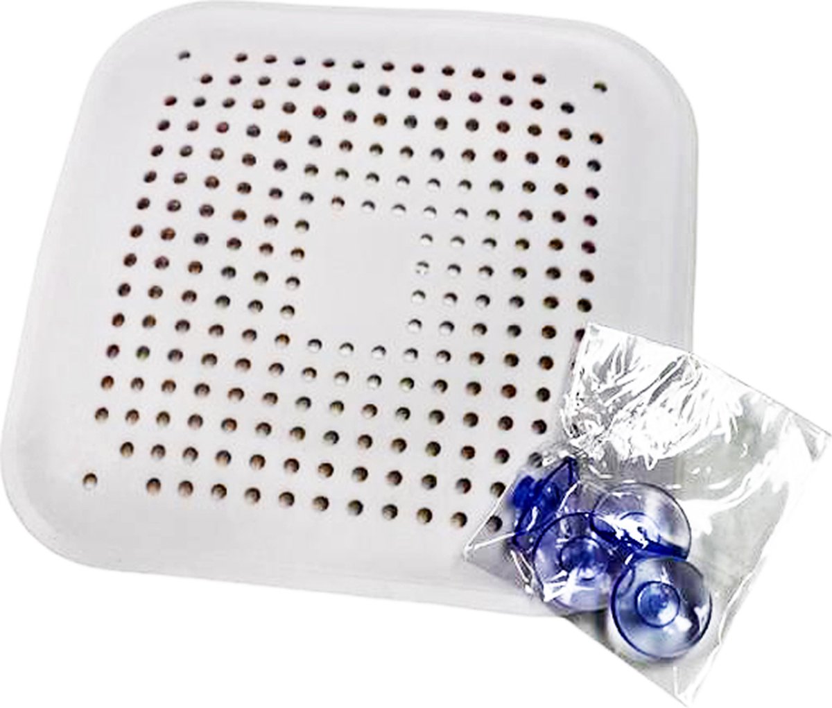 Goedkoopste Douche put Matje met Zuignappen - Vierkant - 14 cm - Wit - Afvoerzeef Douche - Plastic - Universeel Toepasbaar