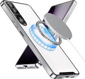 Hoesje met MagSafe Geschikt voor Sony Xperia 1 V - Matte Beschermhoes - Back Cover met Magneet - Geschikt voor Draadloos Opladen met Magnetische Ring - Zilver