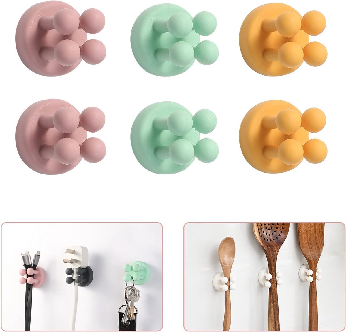 Cisixin Lot De 6 Crochets Adhésifs En Silicone, Porte-Brosse
