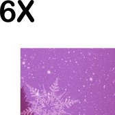 BWK Textiele Placemat - Paarse Winter Achtergrond - Kerst Sfeer - Set van 6 Placemats - 35x25 cm - Polyester Stof - Afneembaar
