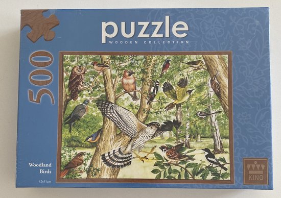 King - Puzzel - Wooden collectie - woodland birds - 500 stukjes