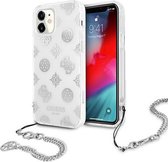 Guess Peony Back Case met Strap - Geschikt voor Apple iPhone 11 (6.1") - Zilver