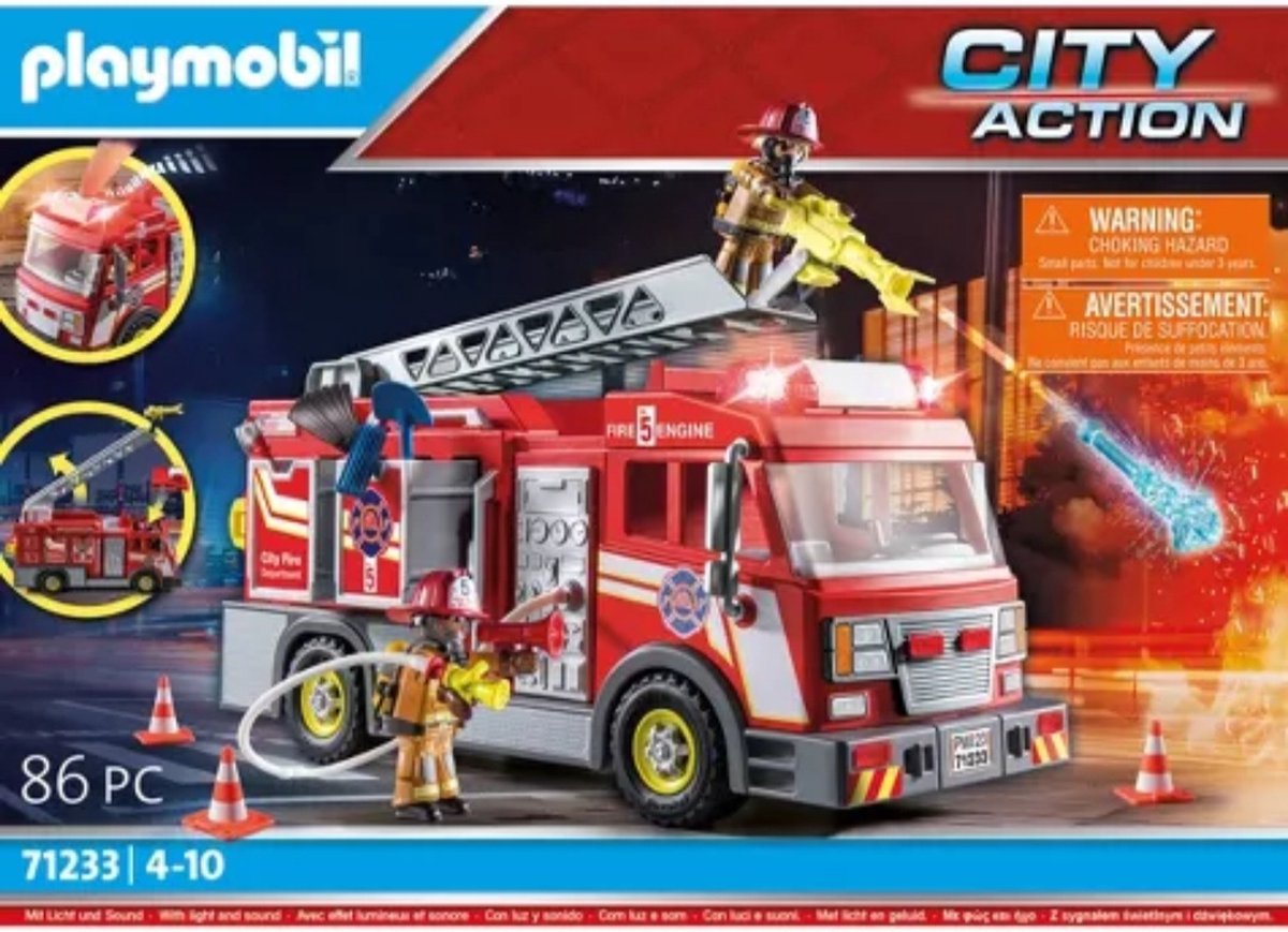 Soldes Playmobil Camion de pompiers avec échelle pivotante (9463