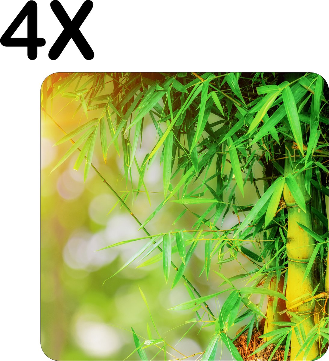 BWK Flexibele Placemat - Groene Bamboo - Set van 4 Placemats - 50x50 cm - PVC Doek - Afneembaar
