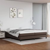 The Living Store Boxspringframe - Bruin - 203 x 200 x 25 cm - Kunstleer - Multiplex lattenbodem