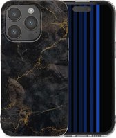 iMoshion Hoesje Geschikt voor iPhone 15 Pro Hoesje Siliconen - iMoshion Design hoesje - Zwart / Black Marble Transparent
