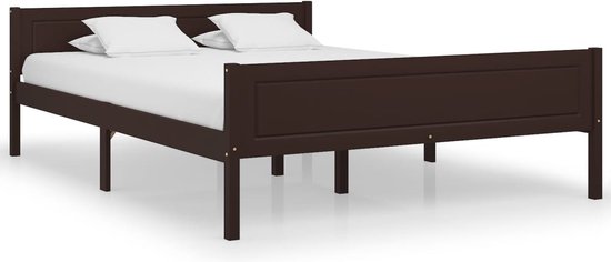 The Living Store Houten Bedframe - Donkerbruin - 206 x 126 x 63 cm (L x B x H) - Geschikte matras- 120 x 200 cm - Stevig en duurzaam