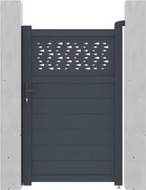 Vente-unique Portail battant en aluminium à motifs - Semi-ajouré - L. 103 x H. 166 cm - Anthracite - BAZIO L 100 cm x H 158 cm x P 4,6 cm