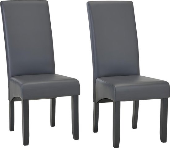 Set de 2 chaises ROVIGO - Simili cuir - gris mat - pieds bois noir L 47 cm  x H 107 cm... | bol