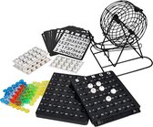 Bingomolen 20 cm - Bingospel - Metalen zwarte molen - Complete set inclusief 75 Bingo ballen - Bingo kaarten - Fishes - Controle bord - Korf 13,5 cm