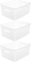 5Five Opbergmand/box van kunststof - 3x - wit - 19 x 25 x 10 cm - 4 liter