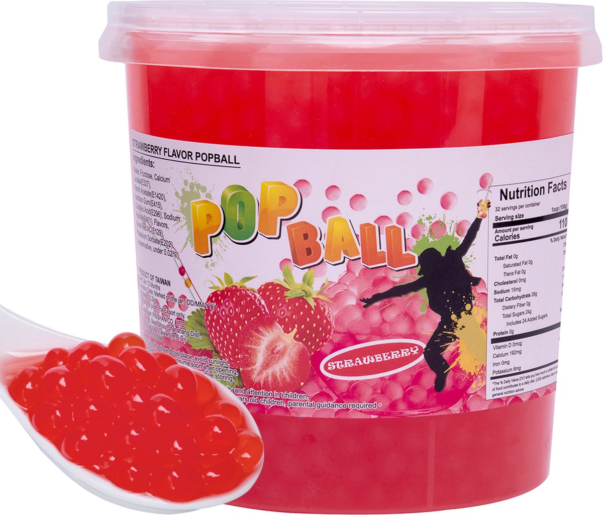 Damsouq® Pinshan Pop Balls (Bubble Tea balls) Aardbei smaak 950