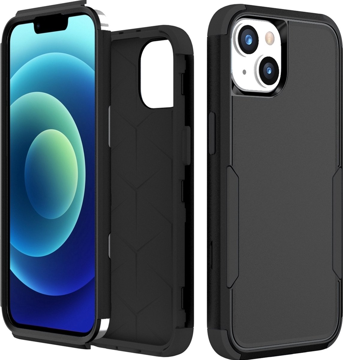 Mobigear Hoesje geschikt voor Apple iPhone 15 Telefoonhoesje Hardcase | Mobigear Ultra Tough Backcover Shockproof | Schokbestendig iPhone 15 Telefoonhoesje | Anti Shock Proof - Zwart