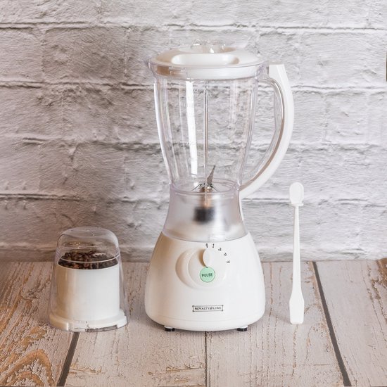 Royalty Line® SM400P2 Blender Met Koffiemolen - Smoothie Maker - 1.5L Plastic Kan - 500W - Blenders met 4 Snelheden - Smoothie Blender Met Extra Bonenmaler - Wit van Royalty Line — afbeelding 2