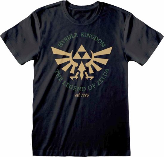 Nintendo The Legend Of Zelda - Hyrule Kingdom Crest Mens Tshirt - M - Zwart