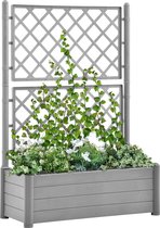 The Living Store Tuinbak met Trellis 100x43x142 cm - Steengrijs - Weersbestendig PP - 90 L inhoud - Geschikt voor binnen en buiten - Montage vereist