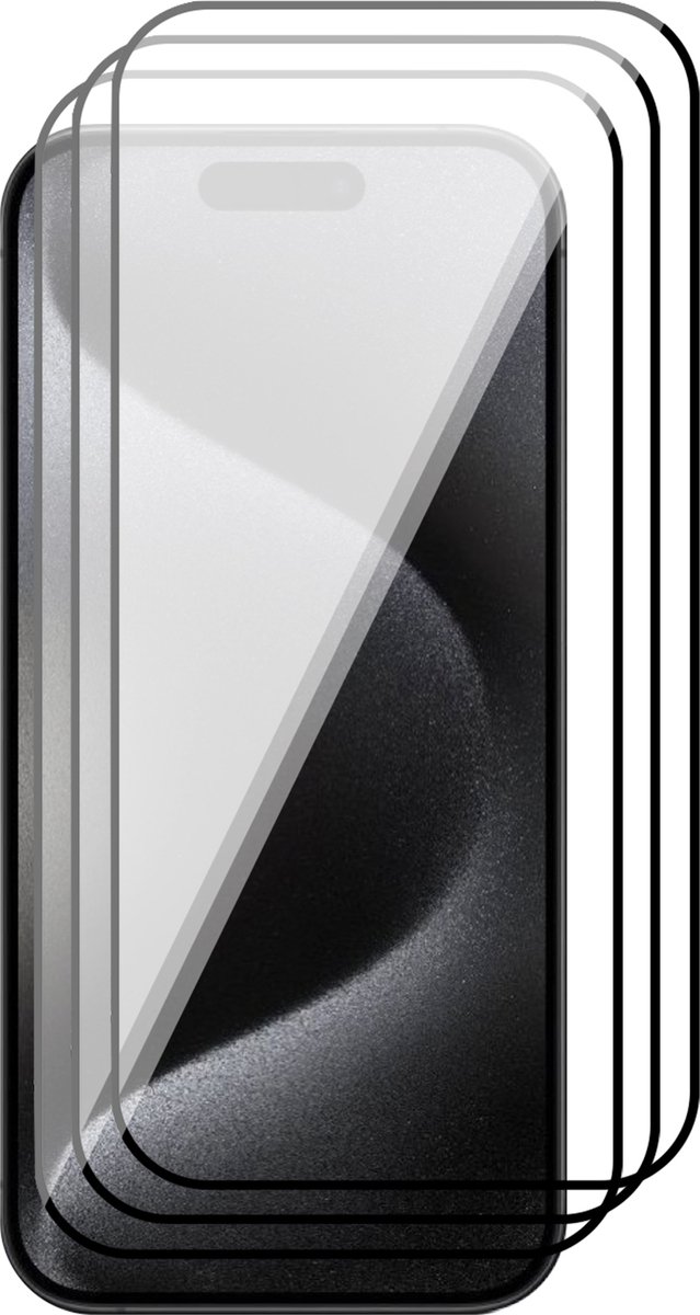 Screenprotector geschikt voor iPhone 15 Pro - 3x Gehard Glas Screen Protector FullGuard
