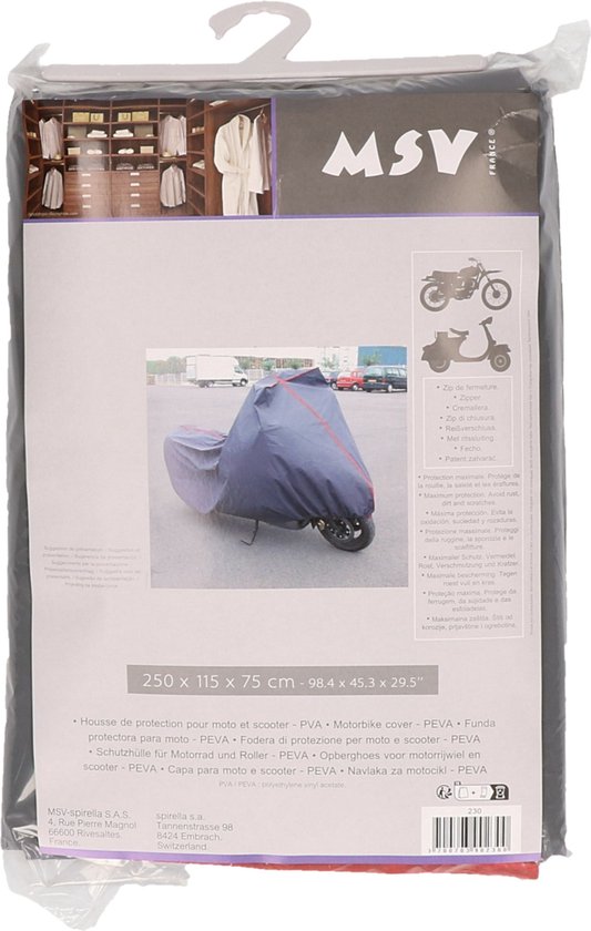 MSV Beschermhoes universeel - brommer - scooter - motor - 250x115x75 cm - grijs - beschermend — afbeelding 2