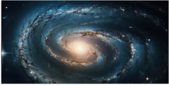 Poster Glanzend – Galaxy - Sterren - Kleuren - 100x50 cm Foto op Posterpapier met Glanzende Afwerking