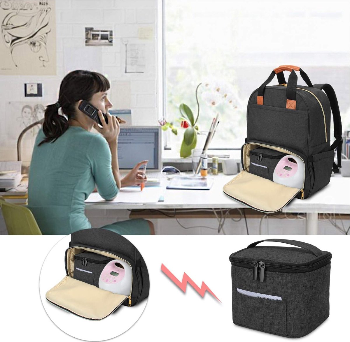 Sac Isotherme Lait Maternel YECHUN - 14x19cm - Gris/Noir - Étanche, Portable - Pour Allaitement, Voyage