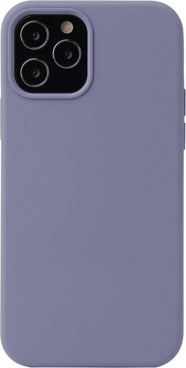 iPhone 12 MINI Hoesje - Liquid Case Siliconen Cover - Shockproof - Lavendel Grijs - Provium