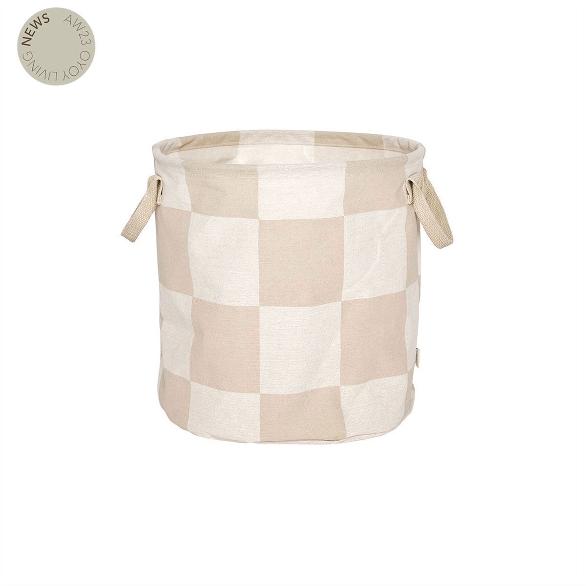 OYOY Chess wasmand/Laundry basket met blokken M - Clay/Off White