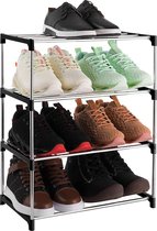 Klein étagère à chaussures à 4 niveaux pouvant accueillir jusqu'à 8 paires de chaussures pour entrée/placard pour un rangement peu encombrant (noir)