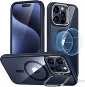 ESR Classic Hybrid HaloLock Hoesje Geschikt voor Apple iPhone 15 Pro Max - Compatibel met MagSafe - Back Cover met Standaard - Camera Kickstand - Transparant Blauw