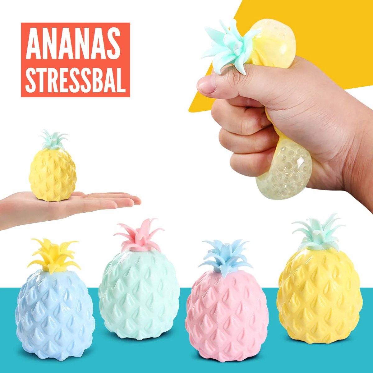 Balle anti-stress ananas - 7 cm - 1 exemplaire - Fidget Toy - Balle à  presser pour la