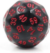 D60 Black Red | Vera's Arts & Dice | Zwart met Rode Nummers | D Zestig D Sixty - D&D Dobbelsteen - 60-Zijdige Dobbelsteen - Dobbelstenen Collectie - RPGs - Dungeons and Dragons
