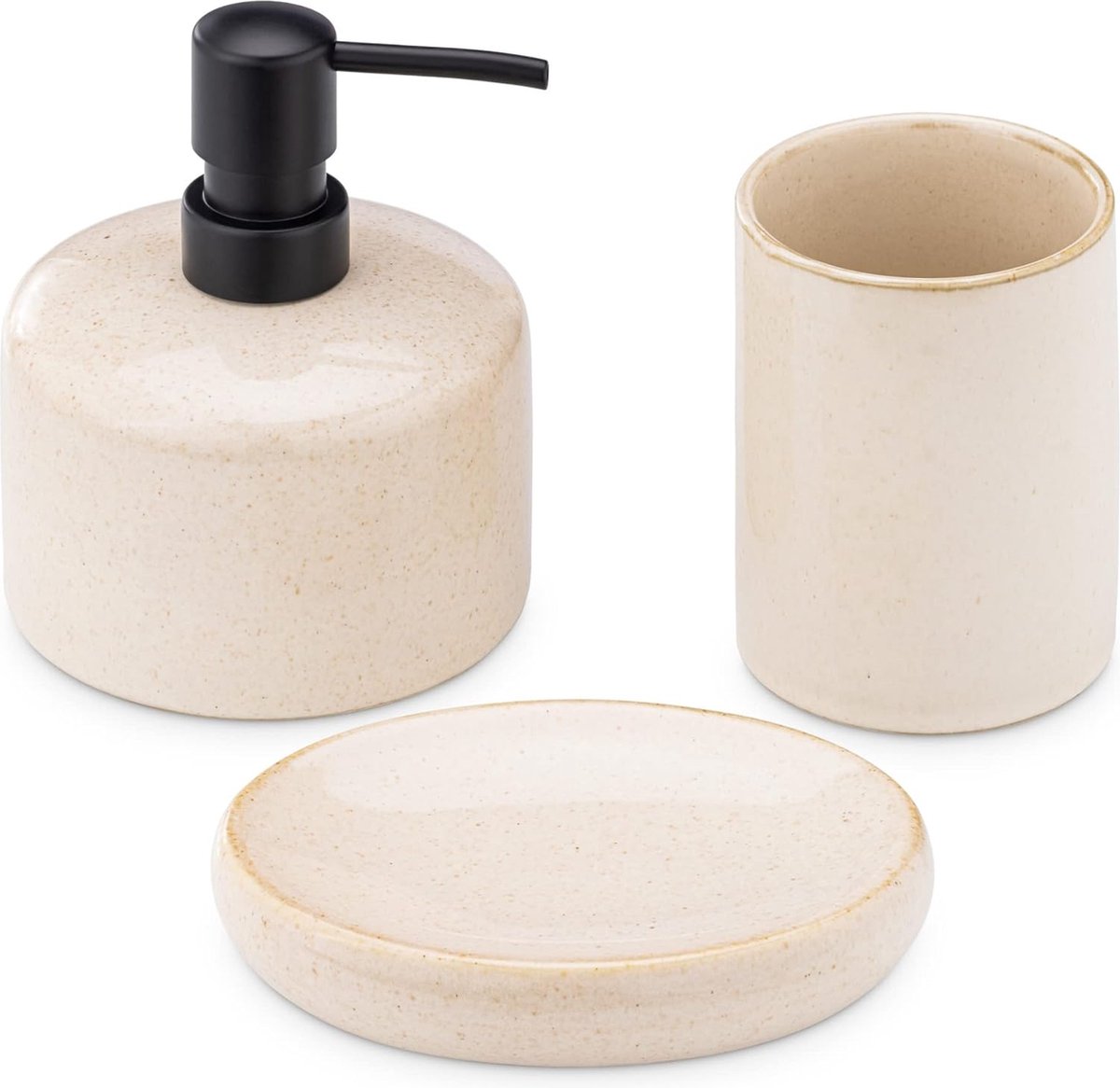 Set Accessoires Salle De Bain, Gobelet Brosse À Dent, Distributeur Savon  Liquide, Brosse Wc, Terrazzo, Effet 'granite