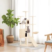 The Living Store Meuble pour chat avec griffoirs en sisal 154 cm couleur crème - Arbre à chat